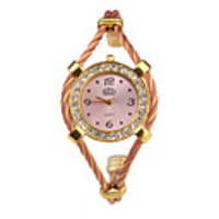 Quartz Watch with Metal Rope Watch Strap - Pink