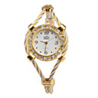Quartz Watch with Metal Rope Watch Strap - White