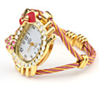 Quartz Watch with Metal Rope Watch Strap - White