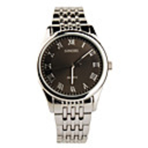 Quartz Wrist Watch with Stainless Steel Band For Men Black Silver
