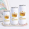 QUEEN CROWN Print Cans Thermo Flask Tumbler Thermos Termo Coffee Mug Water Bottle Termo Cafe Travel Outdoor Straw Bottle