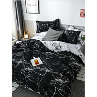 Queen King Bedding Duvet Cover Set White and Black Marble Printed Luxury Microfiber Down Comforter Quilt Cover with Zipper Closure(1 Duvet Cover 1/2 Pillowcase Shams) miniinthebox