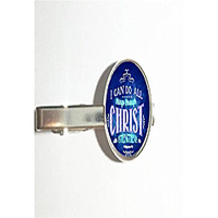 quote - i can do all things through christ who strengthens me fashion tie bar clip clasp for necktie,  silvery,  c1101