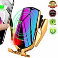 R1 10W Car Wireless Charger Automatic Clamping Phone Holder For iPhone Samsung Huawei LGInfrared Induction Qi Charger Holder GPS
