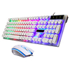 Rainbow Colorful LED Backlit Waterproof Wired Keyboard and Mouse Set Gaming Keyboard Suspension Round Key Cap Keyboard PC Laptop miniinthebox