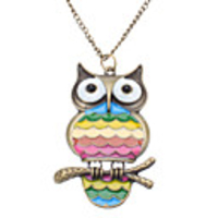 Rainbow Owl Vintage Necklace