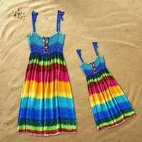 Rainbow Print Sling Dresses for Mommy and Me(Mom Onesize Fit for XS~XL) miniinthebox