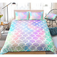 Rainbow Scale Print 3-Piece Duvet Cover Set Hotel Bedding Sets Comforter Cover with Soft Lightweight Microfiber(Include 1 Duvet Cover and 1or 2 Pillowcases)