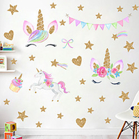 Rainbow Star Cute Unicorn Wall Stickers - Words amp;"es Wall Stickers / Plane Wall Stickers Characters Study Room / Office / Dining Room / Kitchen