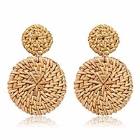 rattan earrings for women wicker earring lightweight woven bohemian handmade straw dangle earrings