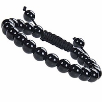 real black tourmaline yoga healing root base chakra protection bracelet natural gemstones emotional stailization (black tourmaline) miniinthebox