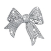 real gold plated cubic zirconia ribbon bridal bowknot bow brooch or pendant for women(silver)