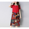 real shot 35332020 summer new large size cotton and linen stitching short-sleeved round neck dress miniinthebox