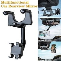 Rearview Mirror Phone Holder for Car - Rotatable and Retractable Car Phone Holder,  Multifunctional 360° Rear View Mirror Phone Holder Suitable for All Mobile Phones and All Car (Black 1PC) miniinthebox