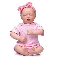 Reborn Sleeping Baby Girl Doll Soft Vinyl Lifelike Realistic 22 inch Weighted Newborn Dolls Gift Set miniinthebox