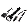 Rechargeable 3-Mode Cree Q5 LED Flashlight Set with AC Charger,  Car Charger (2x18650)