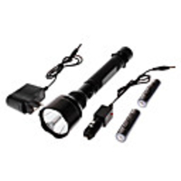 Rechargeable 3-Mode Cree Q5 LED Flashlight Set with AC Charger,  Car Charger (2x18650)