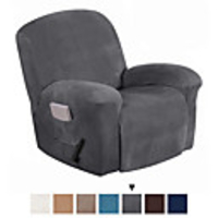 Recliner Chair Cover Velvet Plush 1-Piece Recliner Covers for Large Recliner,  Soft Thick Luxury Velvet Furniture Protector with Elastic Bottom,  Anti-Slip Foams Attached
