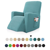 Recliner Chair Stretch Sofa Cover Slipcover Elastic Couch Protector With Pocket For Tv Remote Control Books Plain Solid Color Soft Durable miniinthebox