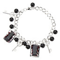 Rectangle Coloured Glaze with Glass Bead Bracelet