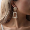 rectangle metallic earrings retro boho dangle modern earrings wedding bridal jewelry for women(rose gold)