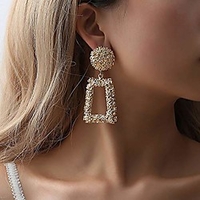 rectangle metallic earrings retro boho dangle modern earrings wedding bridal jewelry for women(rose gold)