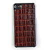 Rectangle Pattern Leather Back Case Cover for iPhone 4 Brown