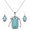 Rectangle Turquoise Earrings Necklace Jewelry Set