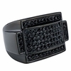 rectangular pinky ring iced cubic zirconia 18k black gold-plated stainless steel wedding bands