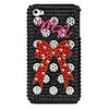 Red Bowknot Pattern PVC Case with Crystals Cover for iPhone 4,  4S