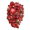 red flower statement brooch pin jewelry accessory rhinestone crystal gold tone