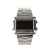 Red Light Dot-Matrix Stainless Steel Wristwatch with Weekday Display