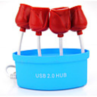 Red Rose Flower 4 Port USB 2.0 Hub (Multi-Colors)
