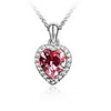 Red Shining Crystal And Platinum Plated Alloy Heart Shaped Pendant Necklace