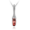 Red Shining Crystal And Platinum Plated Alloy Pendant Necklace