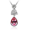 Red Shining Crystal And Platinum Plated Alloy Pendant Necklace