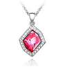 Red Shining Crystal And Platinum Plated Alloy Pendant Necklace