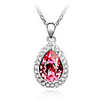 Red Shining Crystal And Platinum Plated Alloy Pendant Necklace