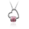 Red Shining Crystal And Platinum Plated Alloy Pendant Necklace