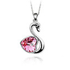 Red Shining Crystal And Platinum Plated Alloy Swan Shaped Pendant Necklace
