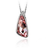 Red Shining Crystal And Platinum Plated Alloy Teardrop Shaped Pendant Necklace