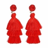 red tassel earrings for women - colorful layered tassle bohemian style earrings