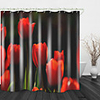 Red Tulip Digital Printing Shower Curtain Shower Curtains Hooks Modern Polyester New Design