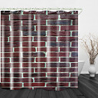 Red Wall Digital Print Waterproof Fabric Shower Curtain For Bathroom Home Decor Covered Bathtub Curtains Liner Includes With Hooks