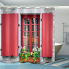 Red Window Flowers Digital Printing Shower Curtain Shower Curtains Hooks Modern Polyester New Design