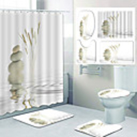Reflection In Water Pattern Printing Bathroom Shower Curtain Leisure Toilet Four-Piece Design