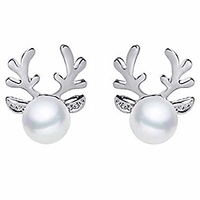 reindeer antlers ear stud earrings pearl stud earrings ear studs for women girl