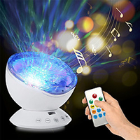 Relaxing Ocean Wave Music LED Night Light Projector Remote Lamp Baby Sleep Gift Starlight Star Rotating Table Lamp miniinthebox