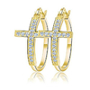 religious cross hoop earrings for women cubic zirconia gold plated by