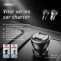 Remax Car Charger 3.4A Dual USB Output Metal Mobile Phone Car Cigarette Lighter With LED Digital Display
